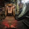 A mining service vehicle enters TBM Mom Chung during southbound tunnel construction.