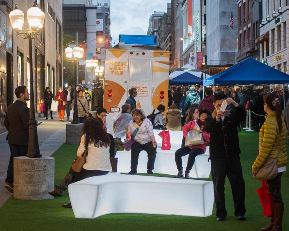 Tourists, shoppers, and locals mingle at the first annual Winter Walk, held during the holidays on Stockton north of Market St.