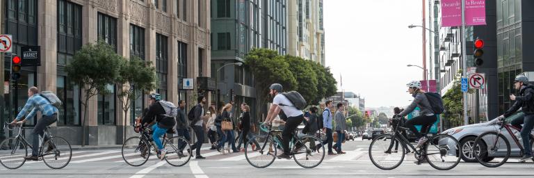 People riding bikes