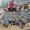 Prepared strands of rebar wait at the surface worksite just north of O'Farrell to be lowered into the UMS station box.