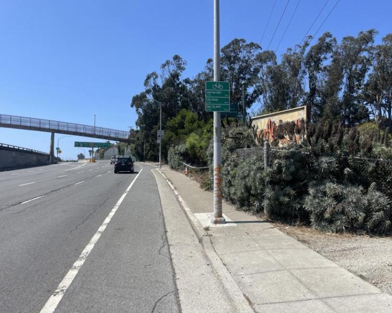 Car Traveling west on Alemany Boulevard 