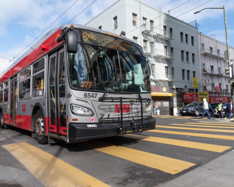 8AX Bus in Chinatown on Stockton Street 