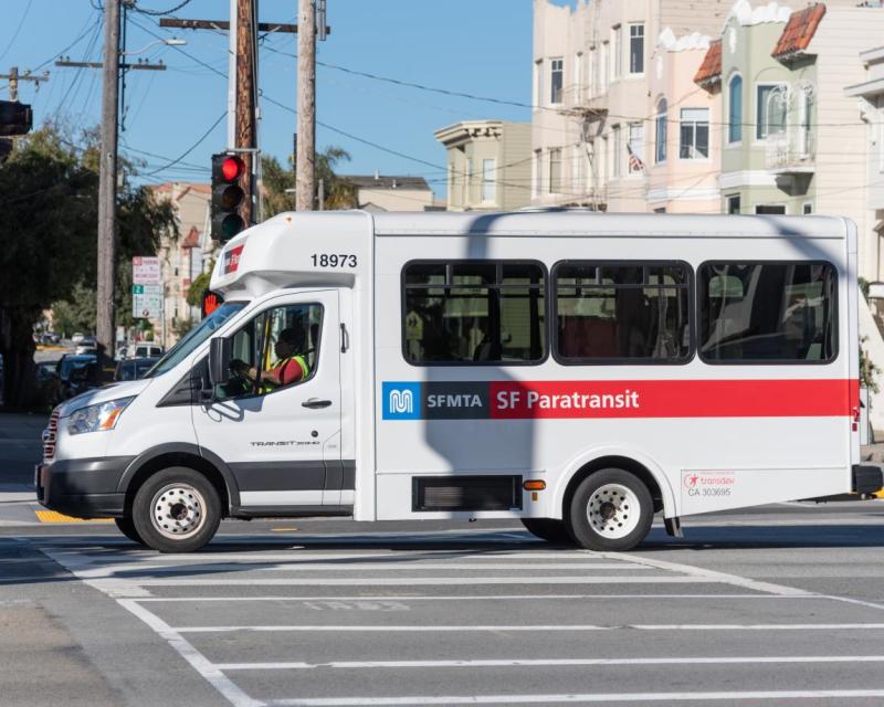 SFMTA Paratransit traveling along Geary Blvd