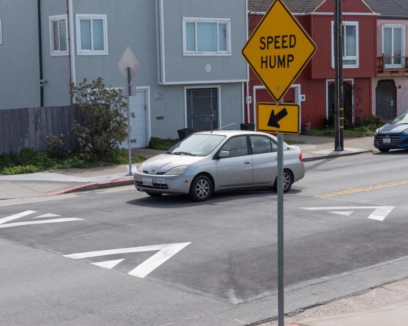 Speed hump in the Sunset