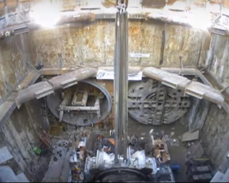 Boring machines coming out of the tunnels