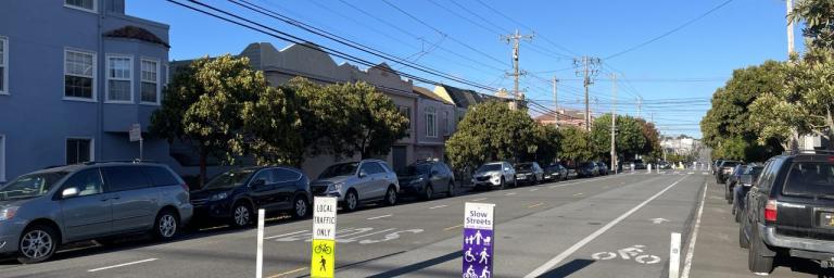 signs on Cabrillo Slow Street