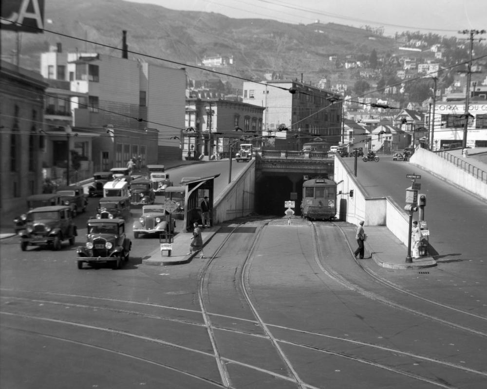 Castro Street train stop, circa 1918