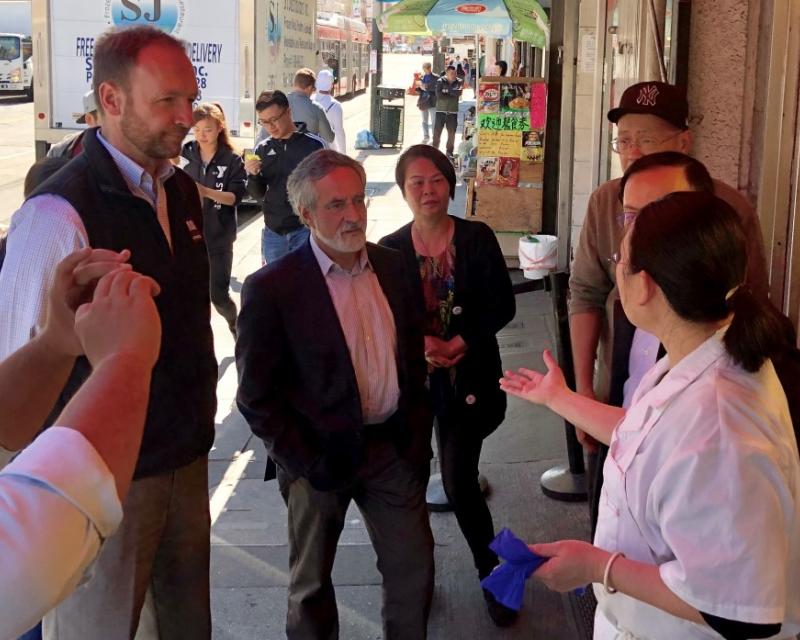 Aaron Peskin and Interim Director of Transportation meeting with Chinatown merchants.