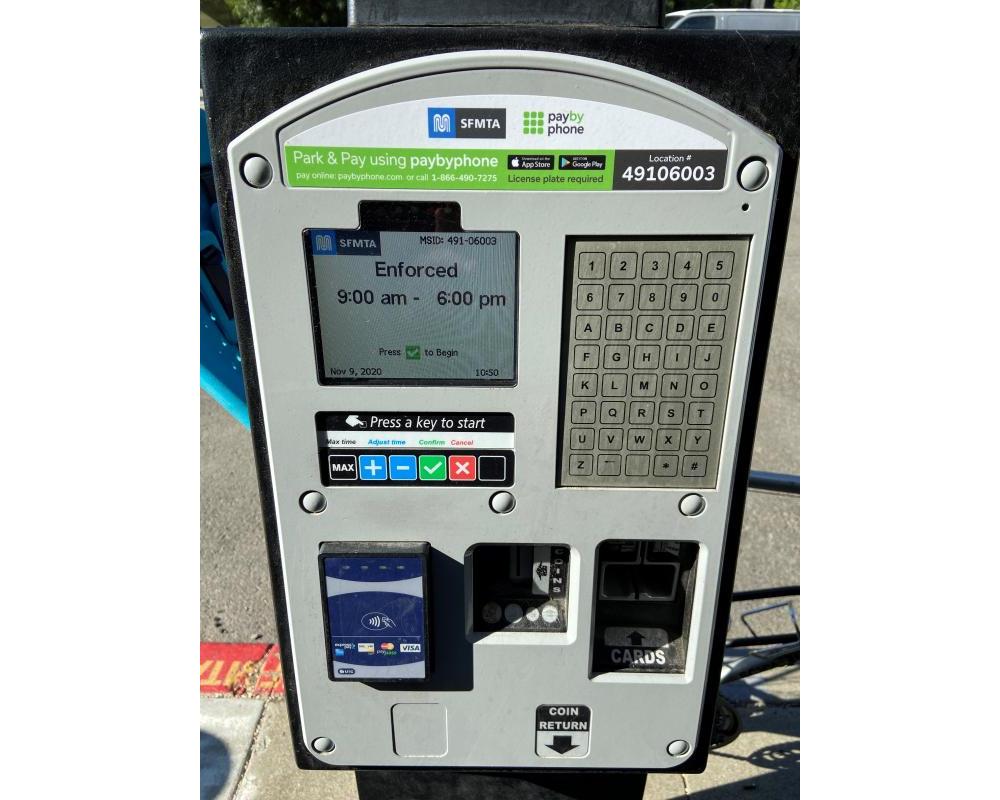 Front of parking meter paystations