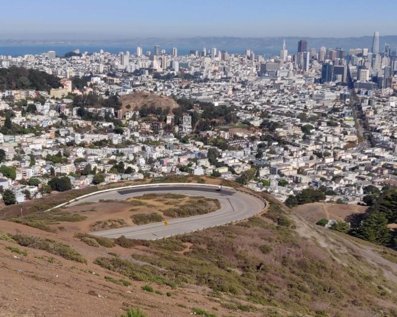 Twin Peaks Blvd with the San Francisco in the background