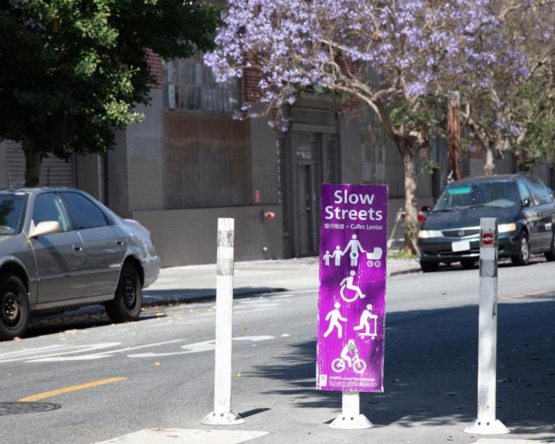 Photo of sign indicating a slow street