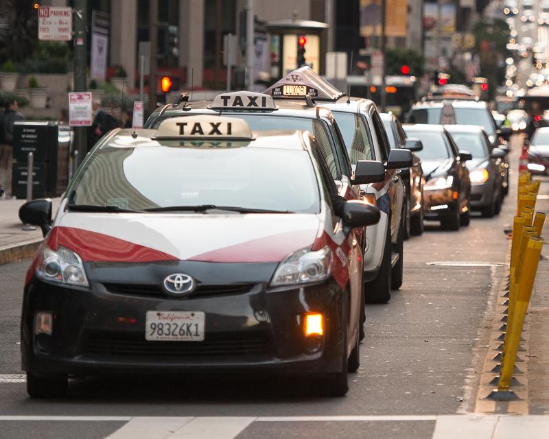 taxis in a line