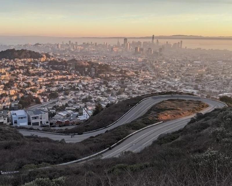 Photo showing the portion of Twin Peaks that will be closed to vehicles