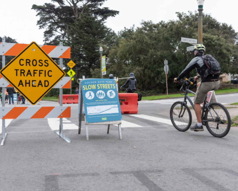 Picture of a Cyclist on a Slow Street