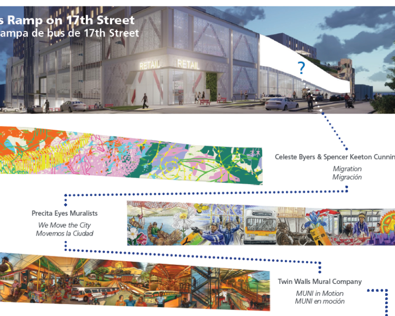 composite image showing art proposals for the 17th street bus ramps