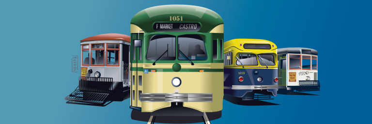 Image of historic Muni streetcars