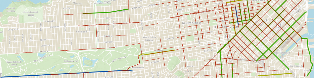 Image shows Quick-Build Corridors map