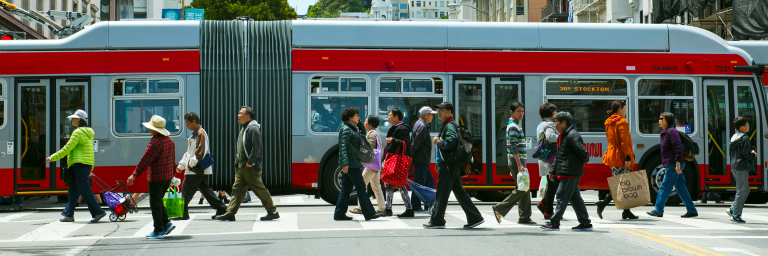 Muni Trolley bus in Chinatown